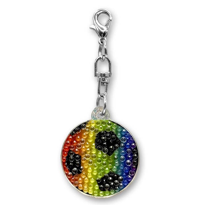 Rainbow Soccer Ball Rhinestone Bag Charm for wholesale by StickerBeans