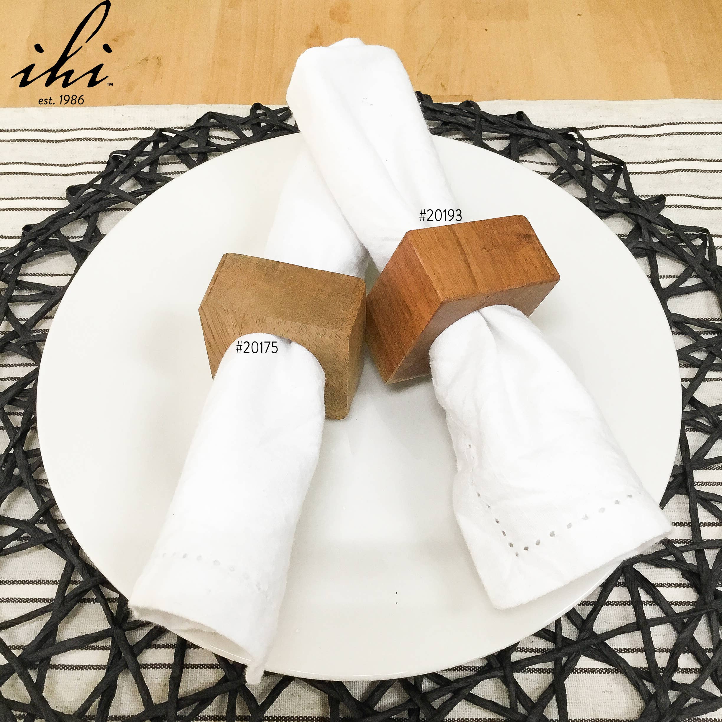 India Handicrafts Inc - Vente Rond de serviette - Anneau de serviette carré en bois de manguier6