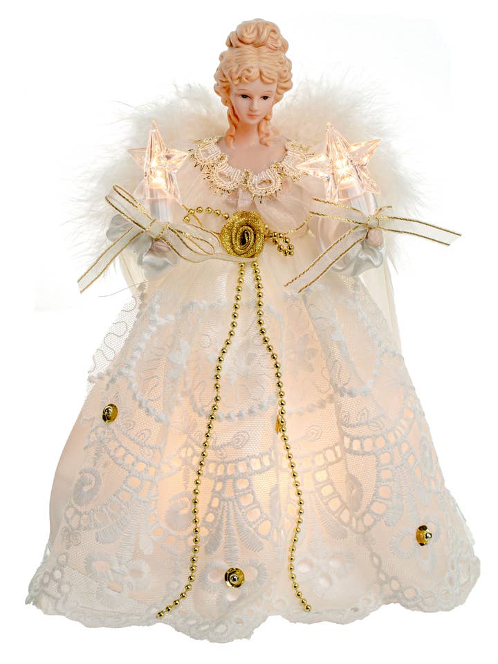 Cime de sapin vintage avec ange blanc à 10 lumières pour la vente par Starlight Collection