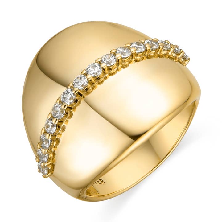 Anillo Luxenter de Plata de Ley 925 y Circonita Brillante acabado oro amarillo de 18k - Idel para venta al por mayor de Luxenter