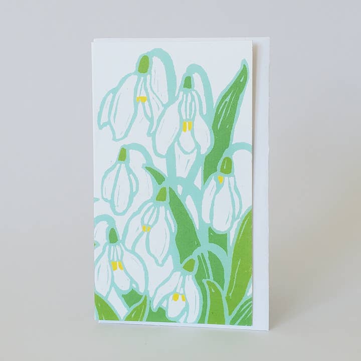 Snowdrop Winter Flower Mini Note Card, Florist Gift Tag for wholesale by Little Green