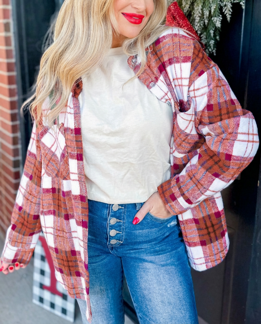 Suhkasana – Engroshandel Skjortejakke/shacket – til kvinder – St. Patrick’s Day ternet knap-ned flannel shacket8