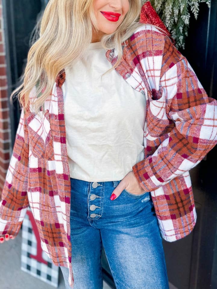 Suhkasana – Engroshandel Skjortejakke/shacket – til kvinder – St. Patrick’s Day ternet knap-ned flannel shacket8