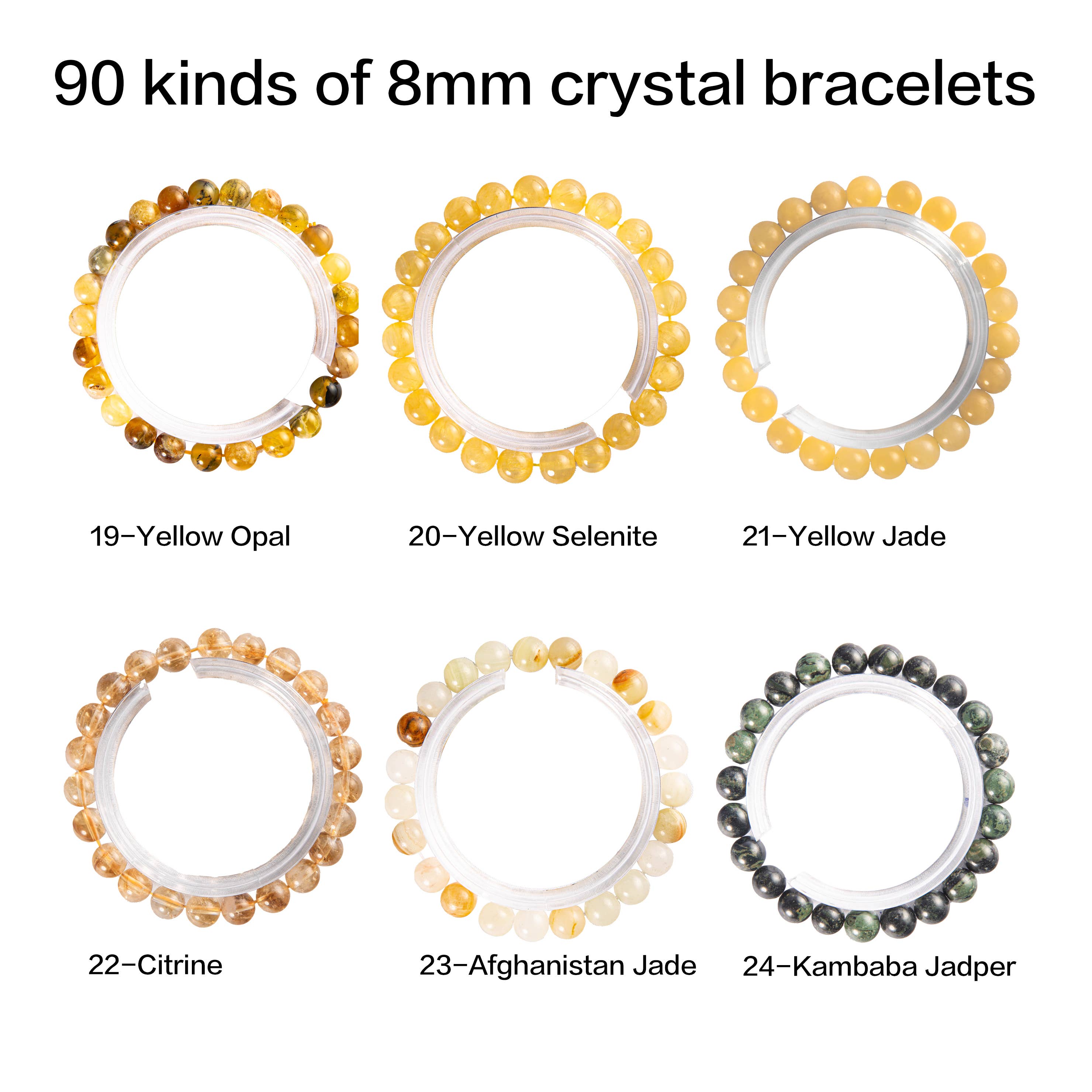 YYDIYcrystal - Vente Bracelet de perles - Bracelet en cristal 8mm 2 pièces, bijou en perles de pierres précieuses,2