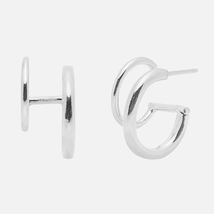 Halo Faux Double Hoops - Sterling Silver for wholesale by Kara Yoo
