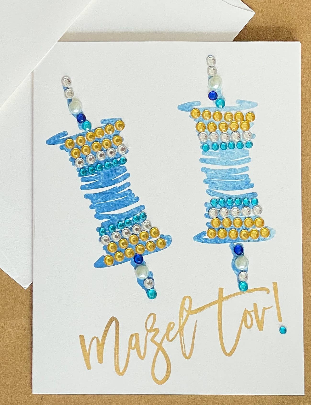 Russell Jeffery Design by Off By Heart Design - Wholesale Congratulations Card - Mazel Tov Bar/Bat Mitzvah - Blue and Gold Torah Scroll4