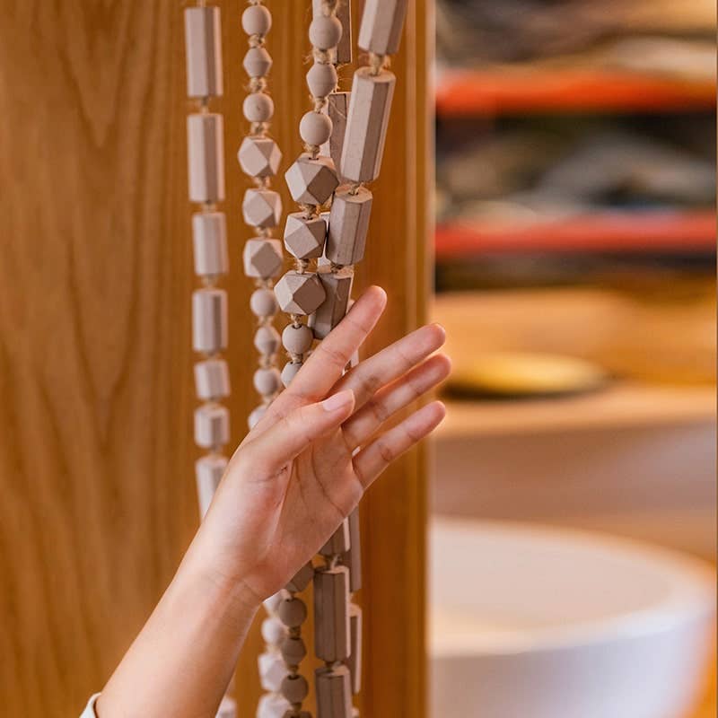 Rustic Reach - Wholesale Curtain - Solid Color Wood Beaded Cord DIY Door Curtain1