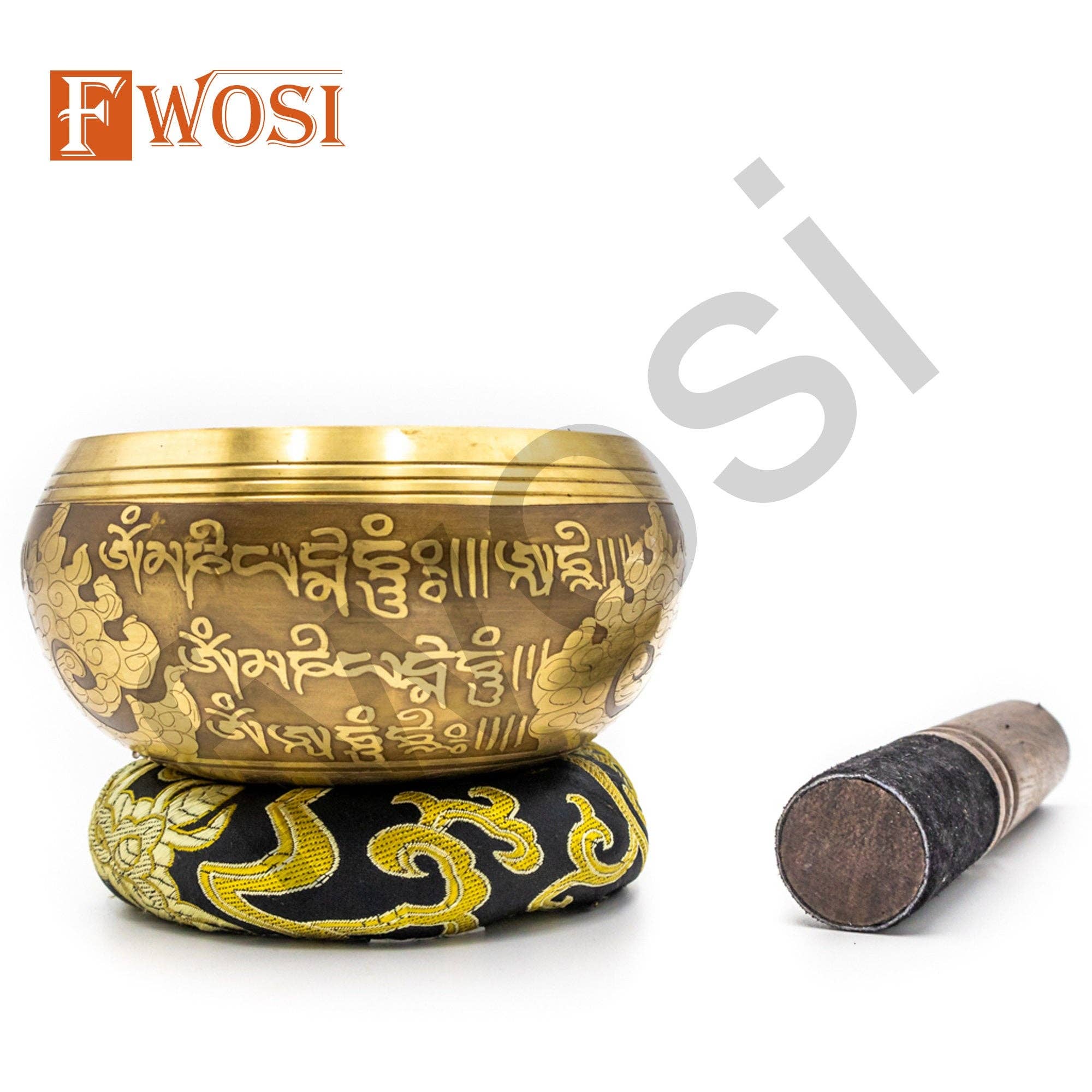 Fwosi – Material de meditação por atacado – Conjunto de Meditação com Taça de Som | Taça Tibetana com Gravação de Olho de Buda Antigo, Malho e Almofada | Sino de Atenção Plena, Taça de Cura, Presente de Autocuidado6