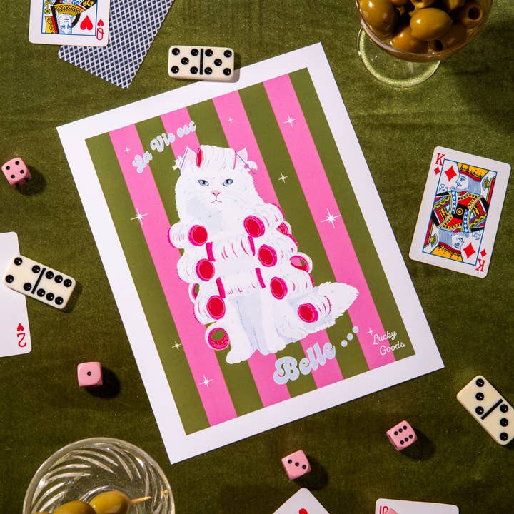 Lucky Goods Paper - Wholesale Art Print - La Vie est Belle Kitty Portrait Print4