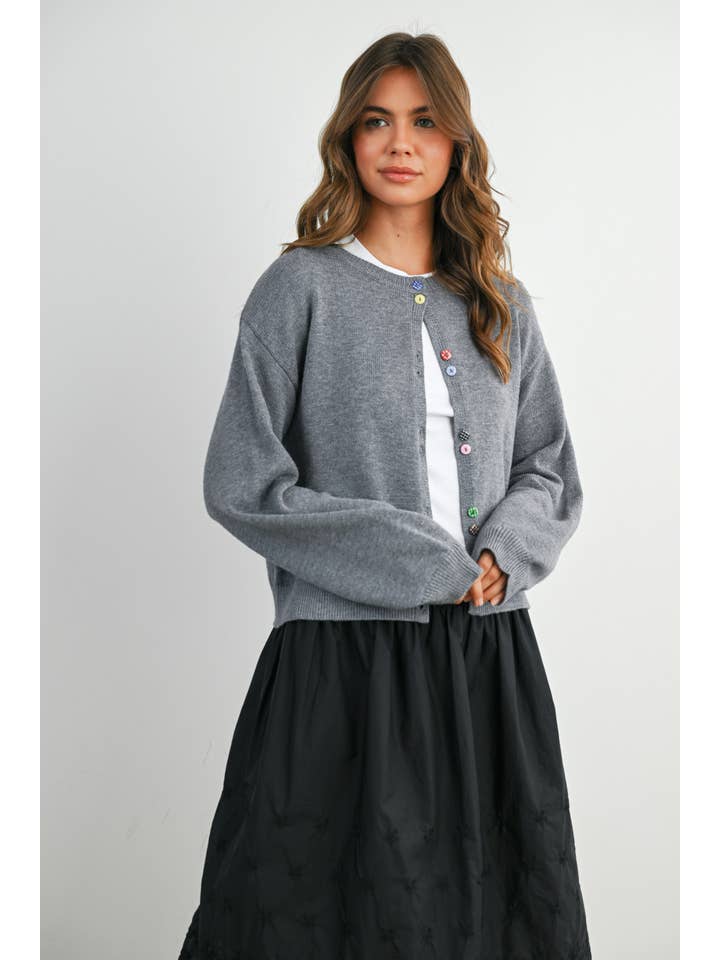 BUTTERMELON - Wholesale Cardigan - Women's - Long Sleeve Buttoned Cropped Cardigan - BMC790621