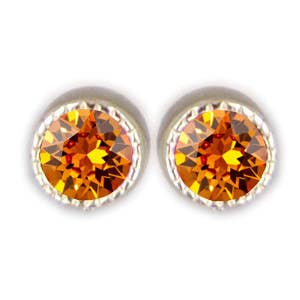 Brincos de cristal de tangerina de 3 mm por atacado de Janusch