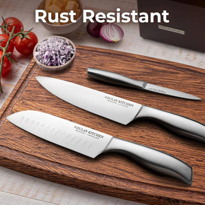 Zulay Kitchen – wholesale Knife set – Sharp Knife Block Set with Built In Sharpener - 18 Piece