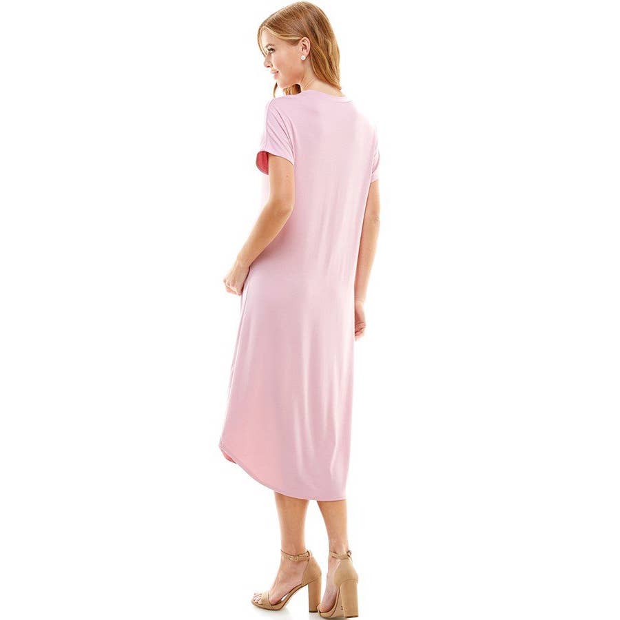 Azules Clothing - Wholesale Dress - Women's - ADM-8252RS Loose fit Crew Neck Hem Midi Dress38