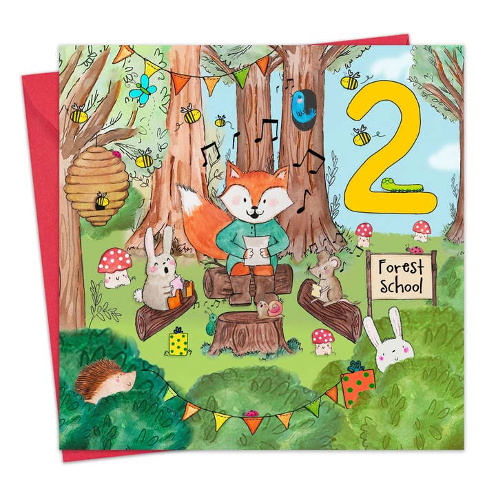 Carte d'anniversaire 2 ans - 2e - École de la forêt pour la vente par Twizler Ltd