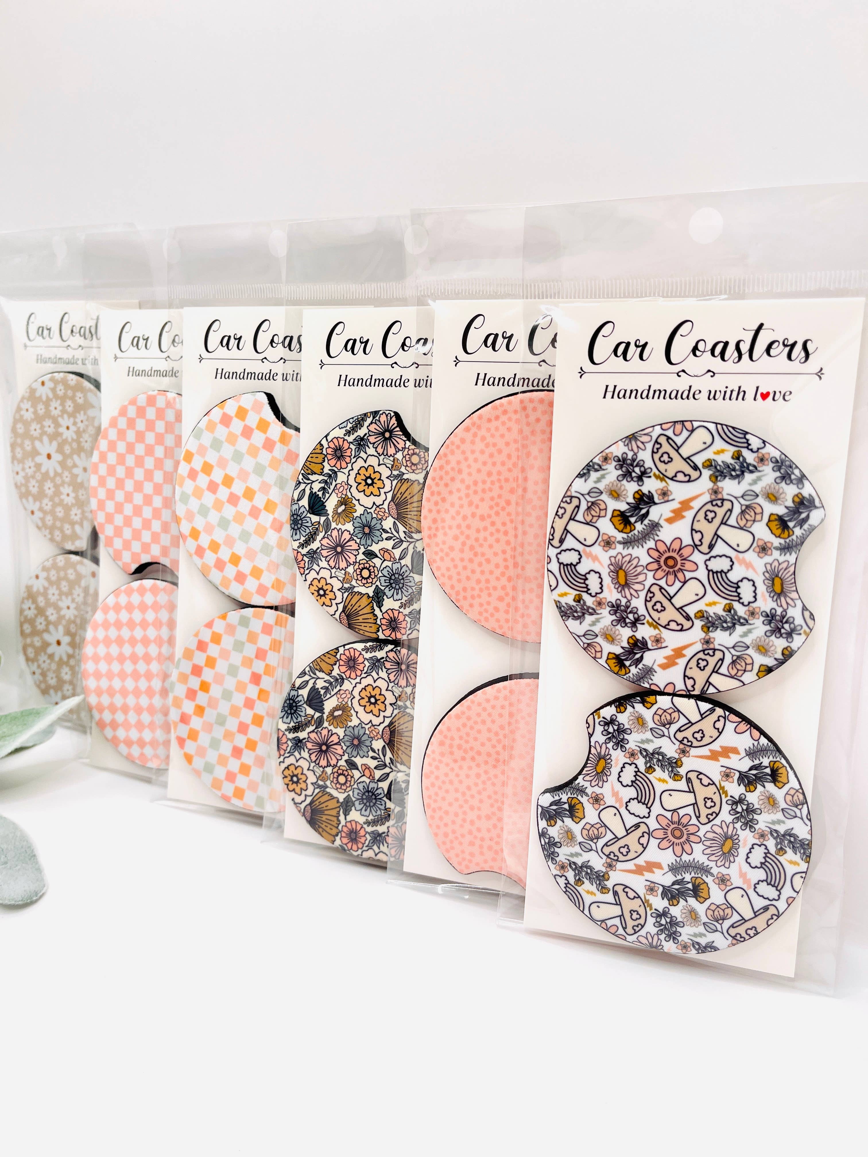 MarissaDDesigns - Vente Sous-verre pour voiture – unisexe - Dessous de verre pour voiture - Lot de 2 avec motifs floraux15