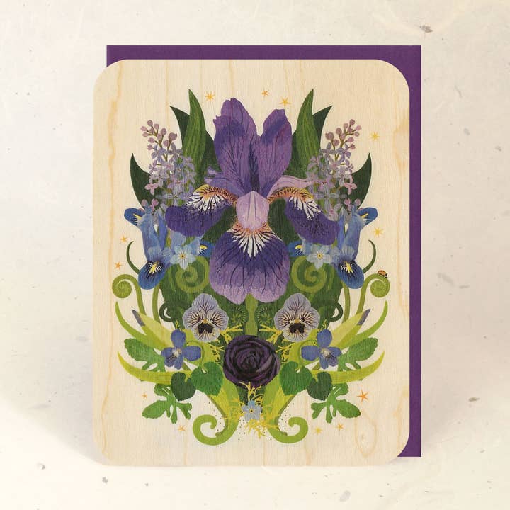 Iris & Ladybug Wood Lykønskningskort for engroshandel hos Little Gold Fox Designs