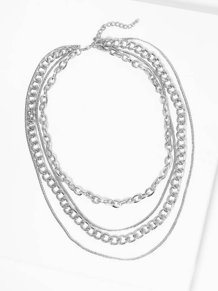 Metal Multi-Layered Chain Necklace for wholesale by Wild Honey