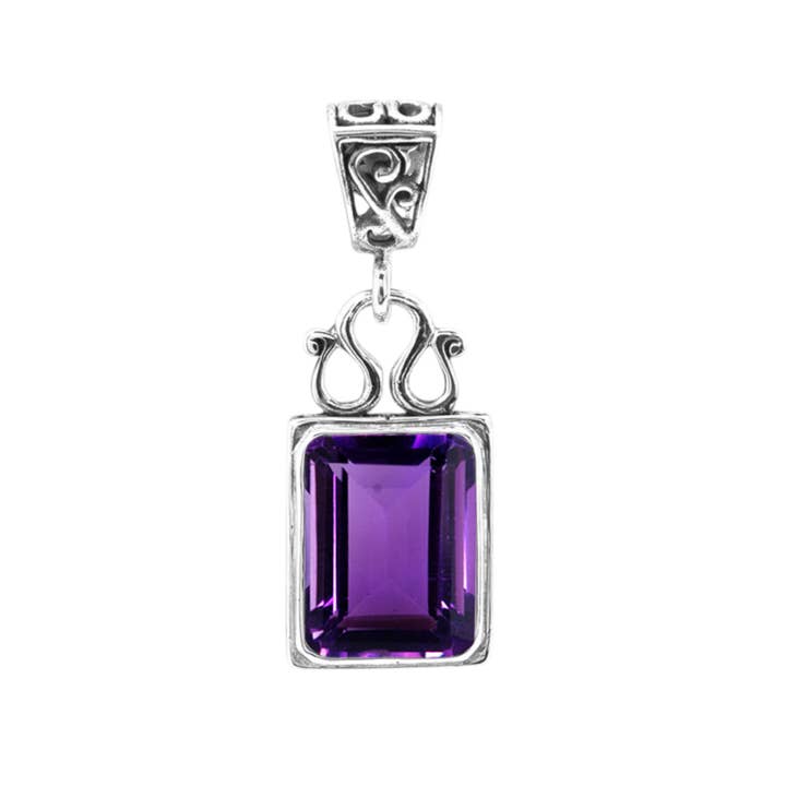 Sterling Silver Amethyst Pendant – Gaya Collection for wholesale by Kamaron Bali