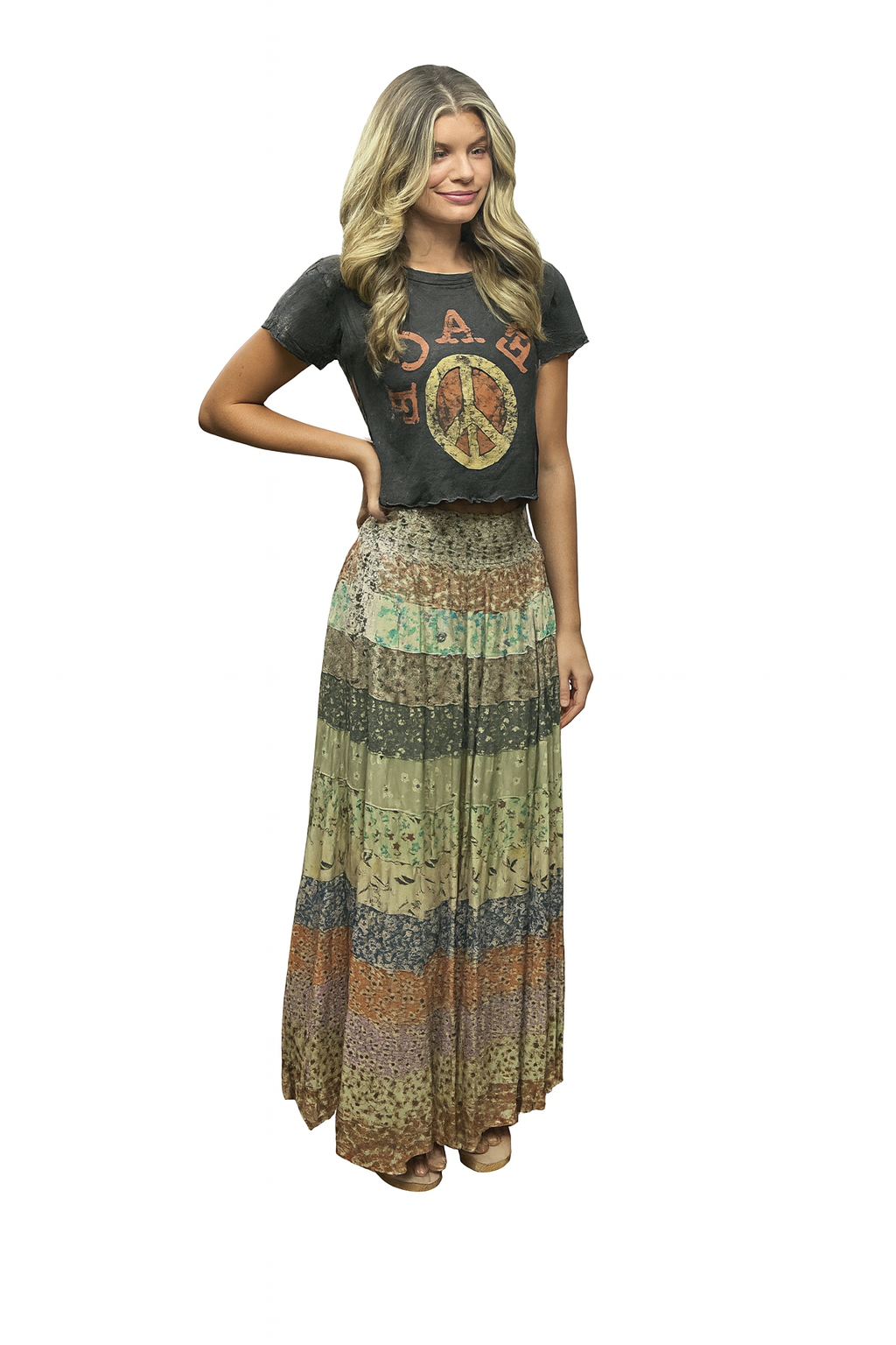 Blue Sky - Vente Jupe – femme - Jupe à étages à smocks DR158 -- Un favori des clients !5