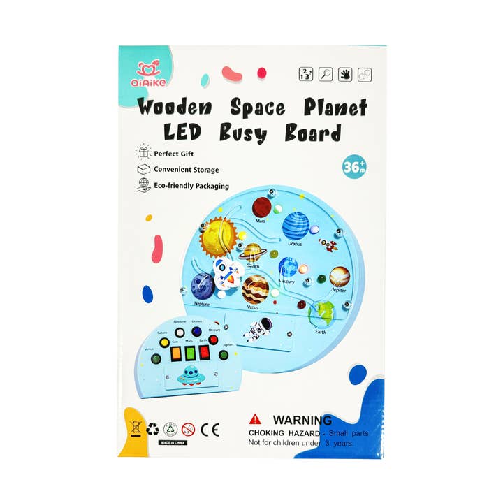 Wooden Space LED Busy Board (Ages 3+) for wholesale by tokiplay