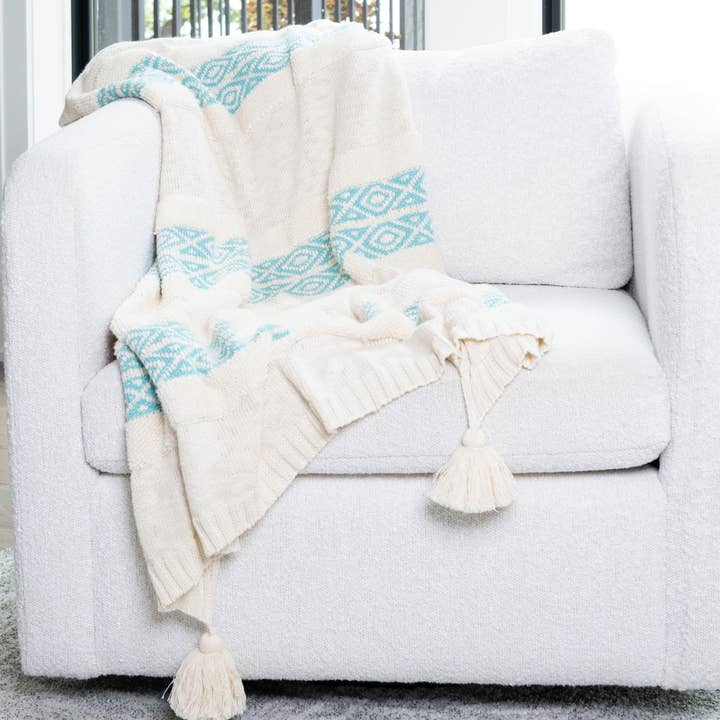 Necalli 50x60" Striped Cotton Decorative Knit Throw Blanket for wholesale by Howard's