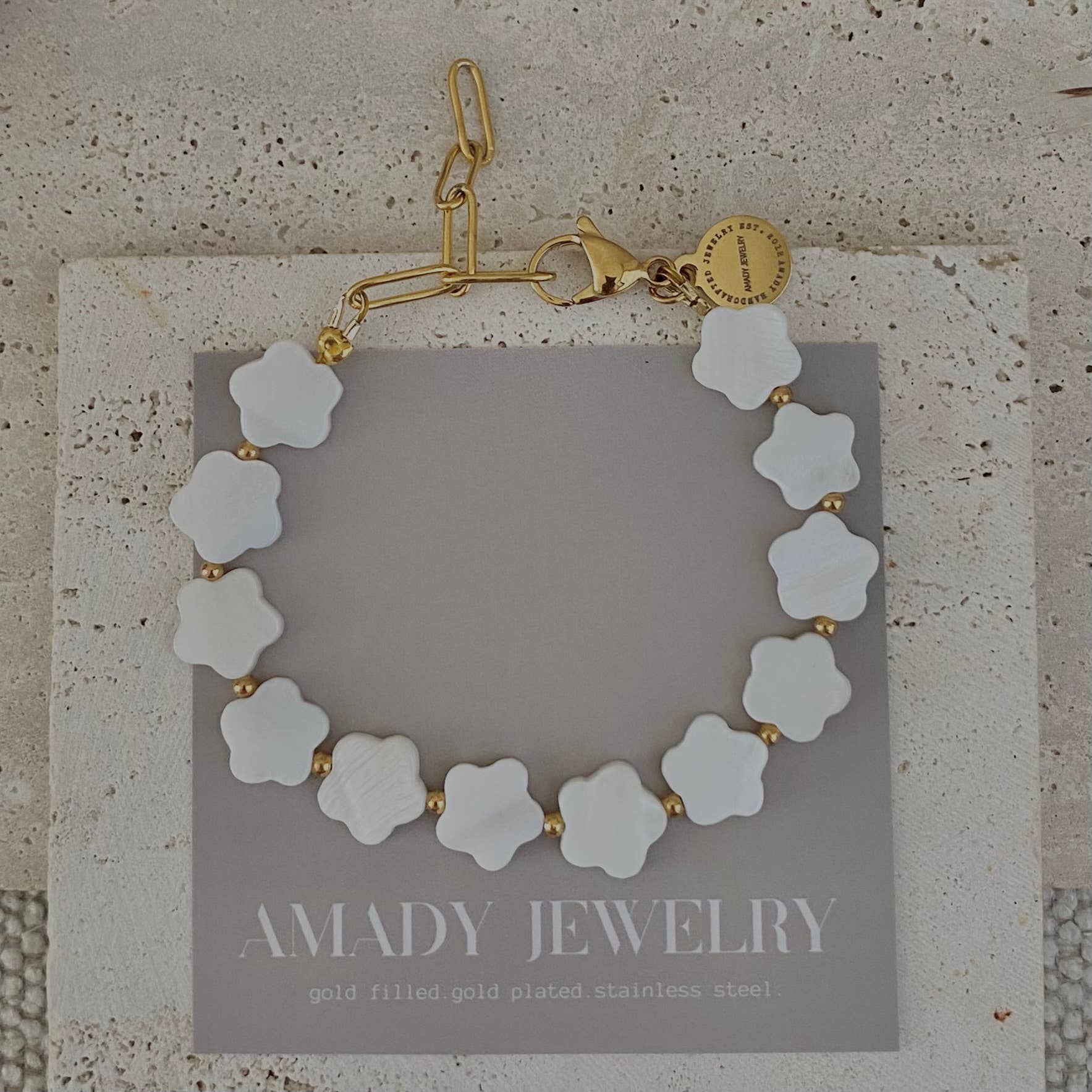 Amady Jewelry - Wholesale Beaded Bracelet - Flower Clover Shell Pearl Bracelet layering bracelet6