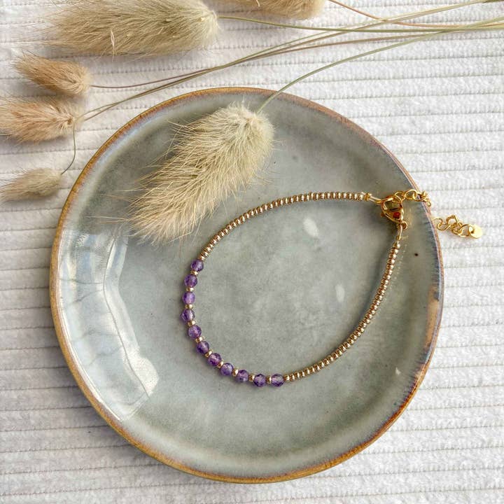 Gold amethyst bracelet for wholesale by Mystic Jewelry