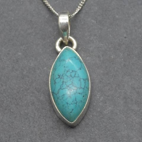 Turquoise Natural Pendant in 925 Silver, No Chain for wholesale by Oriental Direct Craft Supplies