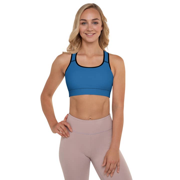 Brassière de sport rembourrée couleur bleu eau pour la vente par Rainbow City