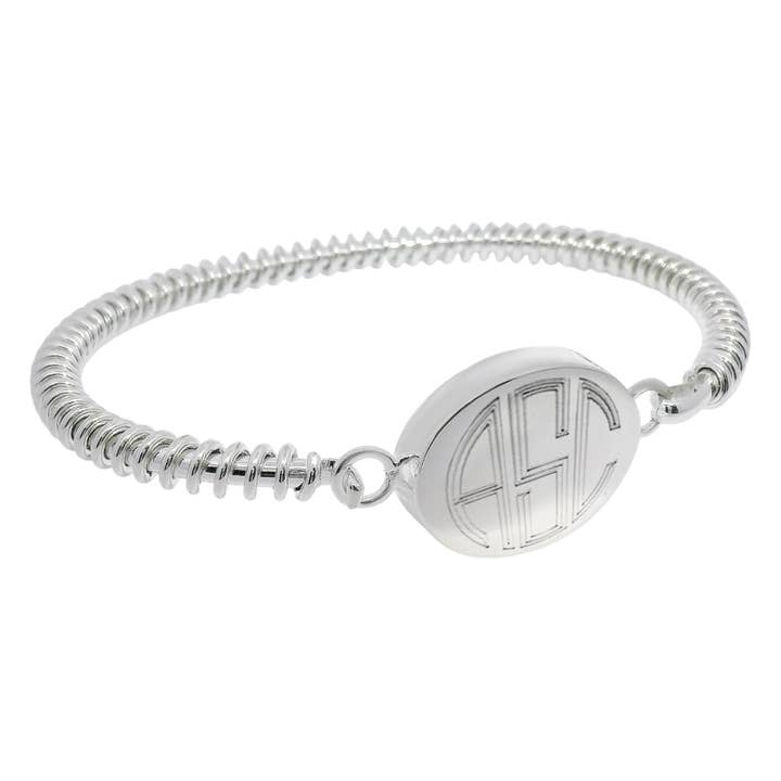 Pulseira Oval de Prata Alemã Gravável com Fio Envolvido por atacado de Atlanta Jewelers Supply