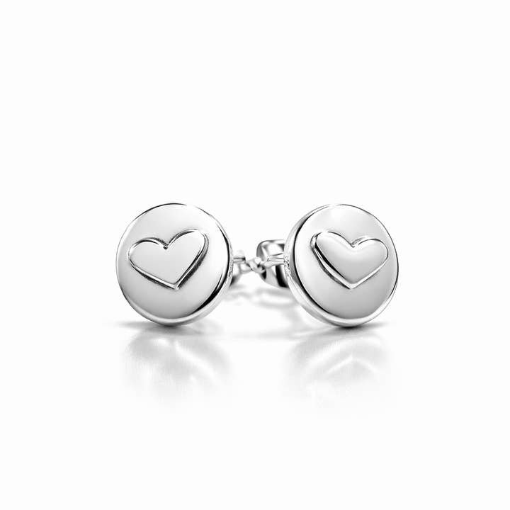 Pendientes de Estudio en Plata de Ley con Mini Corazón y Círculo para venta al por mayor de De Mexico