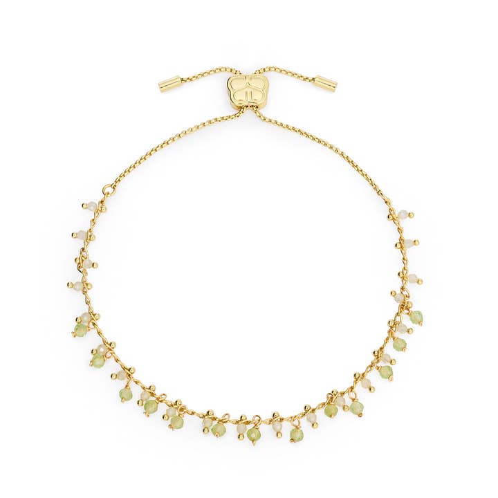 Cicely guld- og peridotperlearmbånd for engroshandel hos Boho Betty