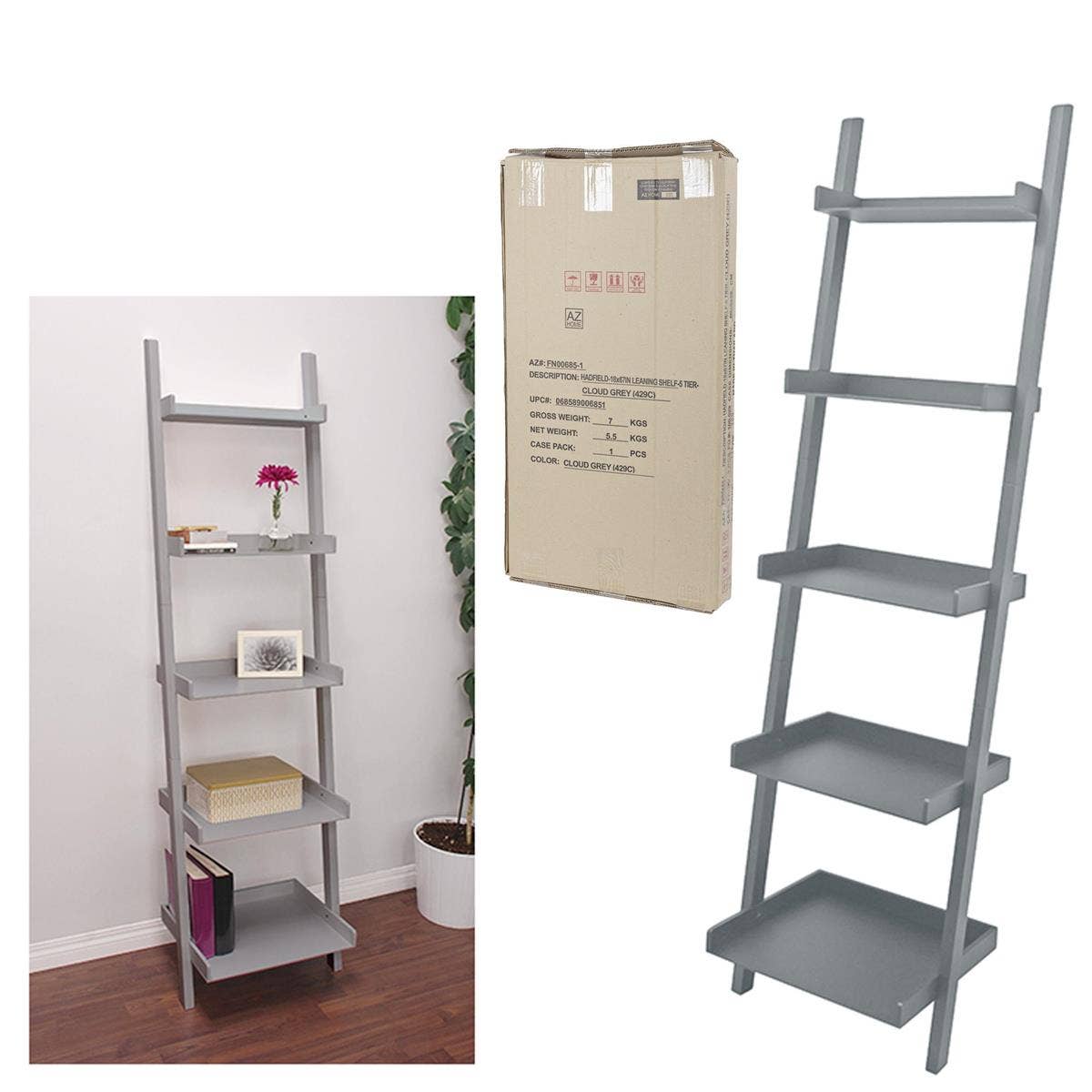Kiera Grace - Wholesale Free Standing Shelf - Kiera Grace Providence Hadfield 5 Tier Ladder Leaning Shelf9
