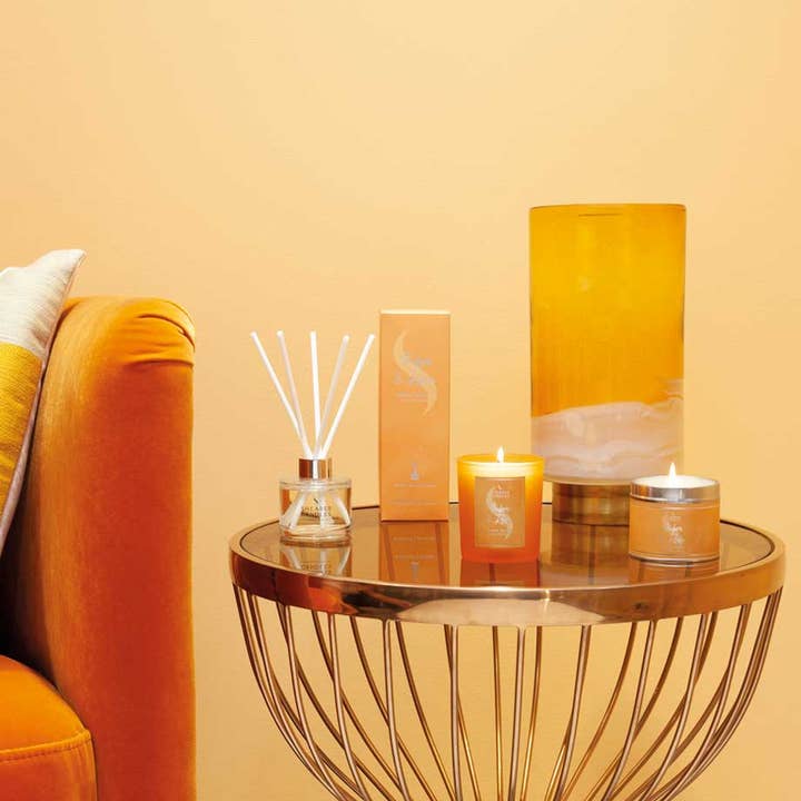 Shearer Candles – Vela em jarro/copo por atacado – Vela de Frasco de Âmbar e Rosa1