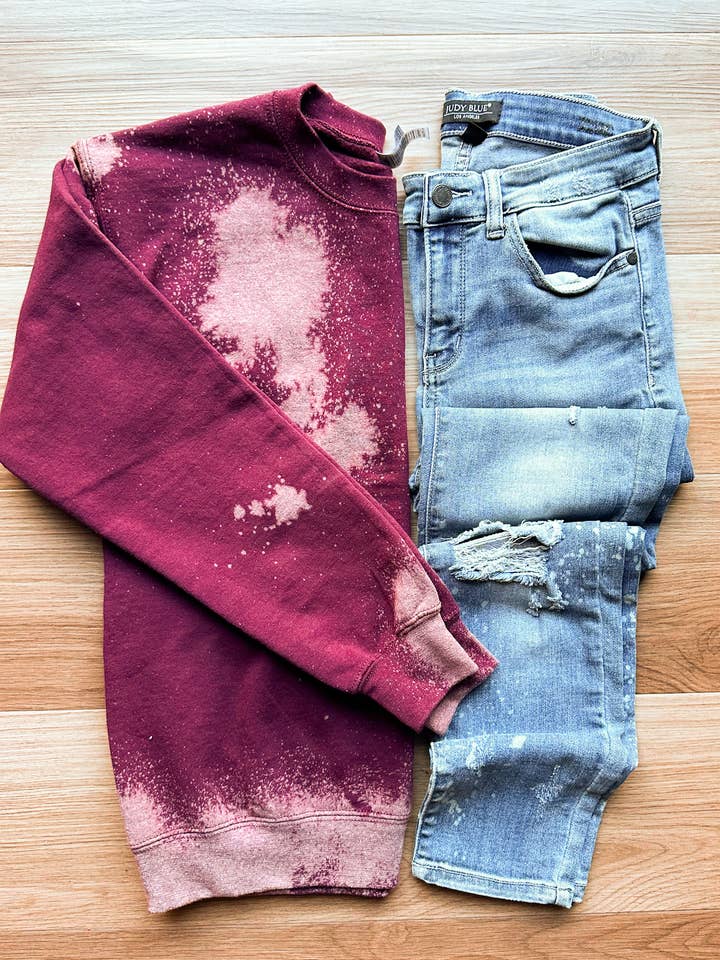D&E Tees - Wholesale Sweatshirt - Women's - Bleached Maroon Sweatshirt1