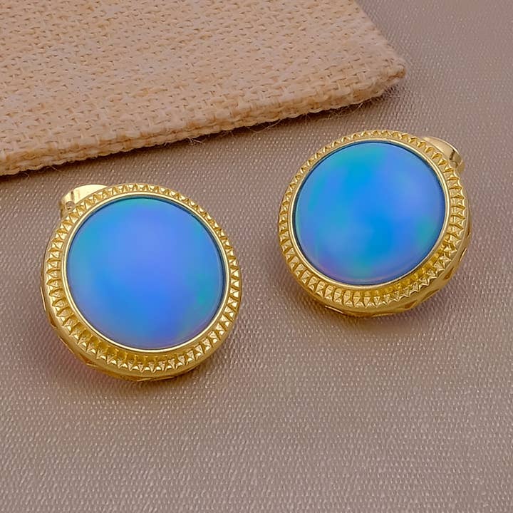 El Joyero – wholesale Stud/post earrings – Round Cabochon Fire Opal Handmade October Birthstone Stud0