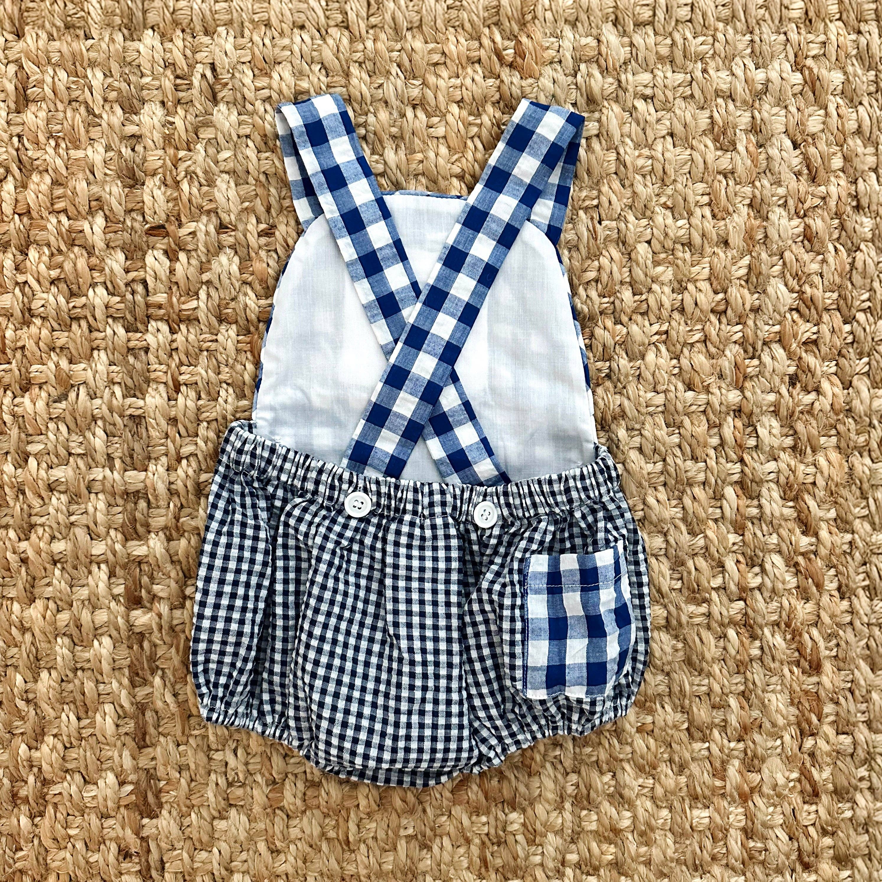 Seven Lantern Lane - Wholesale Bodysuit (Non-Footed) - Baby - Navy Blue Smocked First Birthday Sunsuit4