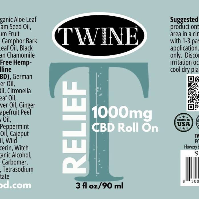 Twine - Wholesale CBD Cream/Lotion - 1000mg CBD Pain Relief Roller - Pure Organic CBD Isolate5