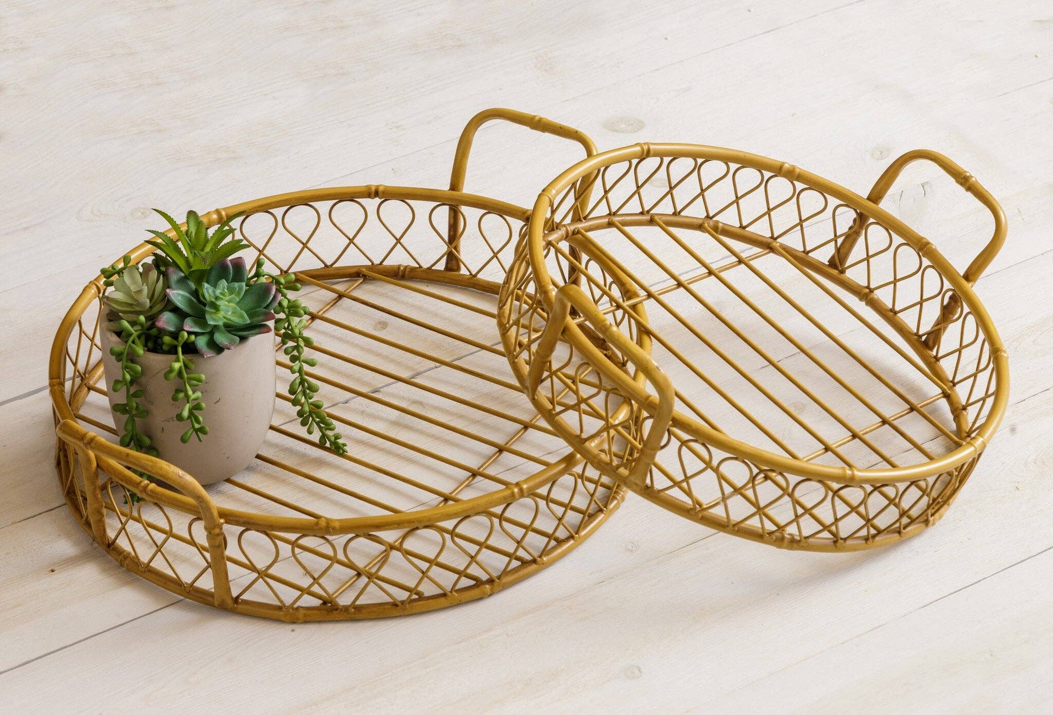 Audrey's Home & Gift - Wholesale Decorative Tray - Faux Bamboo Trays (SET OF 2)0