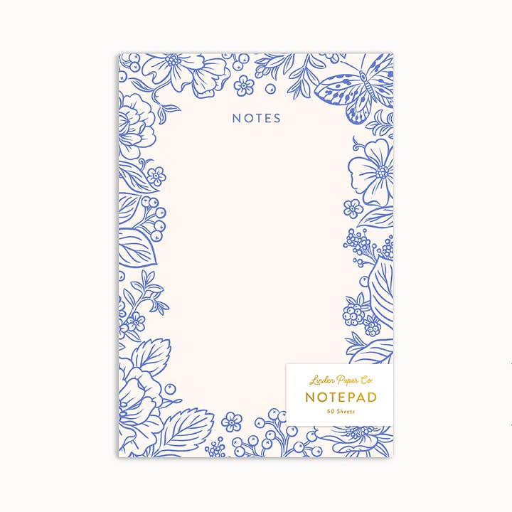 Notes de Jardin Bleu | Bloc-notes pour la vente par Linden Paper Co.