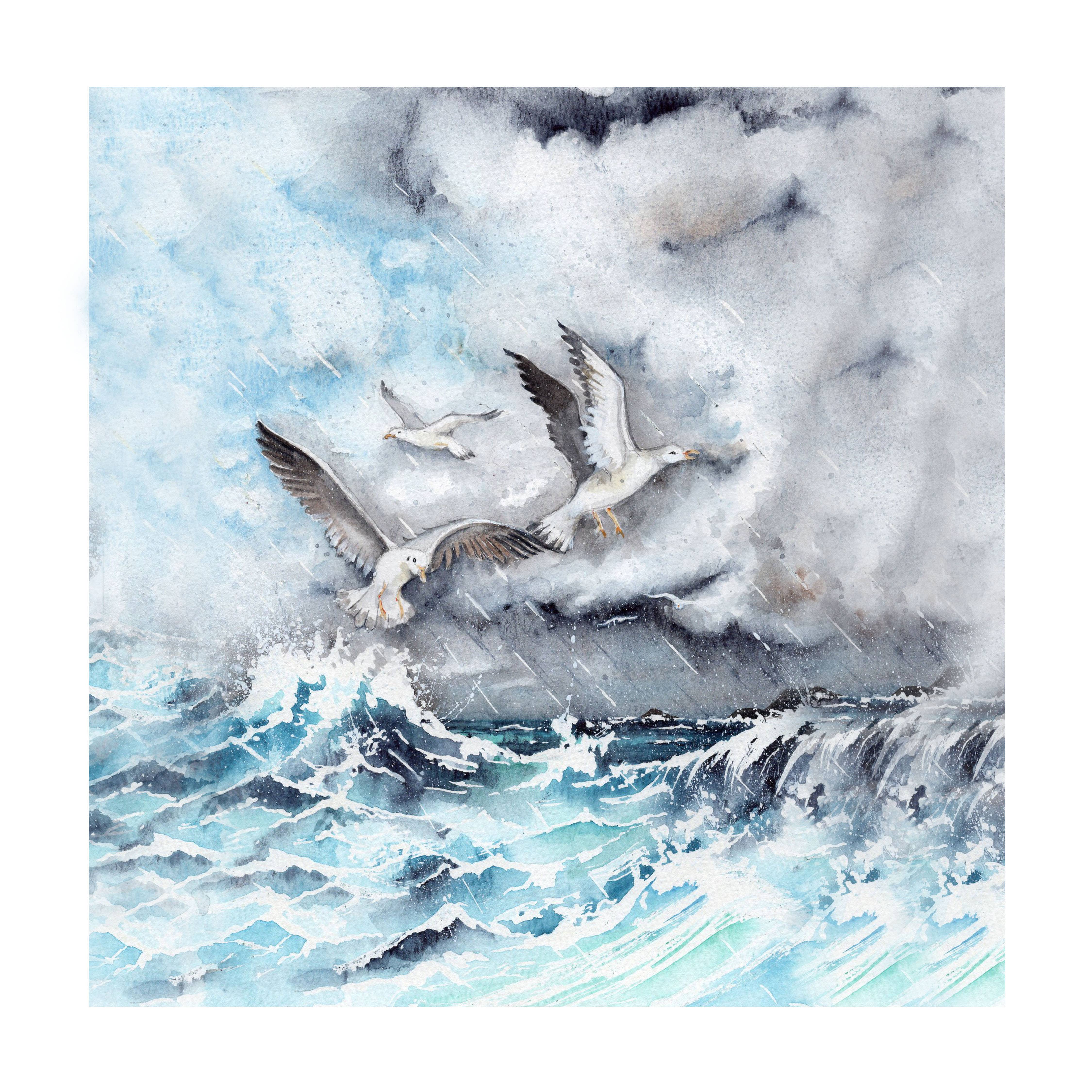 Lookwhatdebbiedid - Wholesale Everyday Greeting Card - Stormy seas coastal seaside art painting greeting card 1