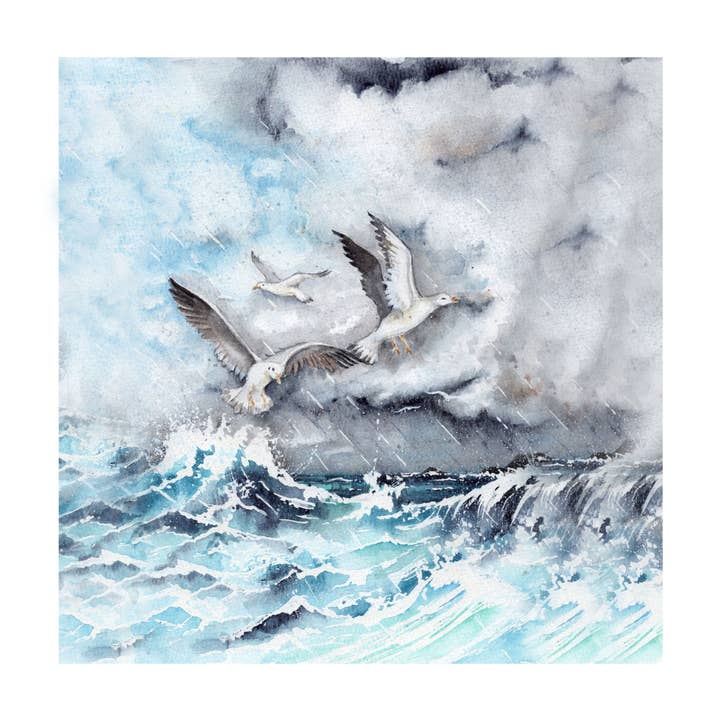 Lookwhatdebbiedid - Wholesale Everyday Greeting Card - Stormy seas coastal seaside art painting greeting card 1