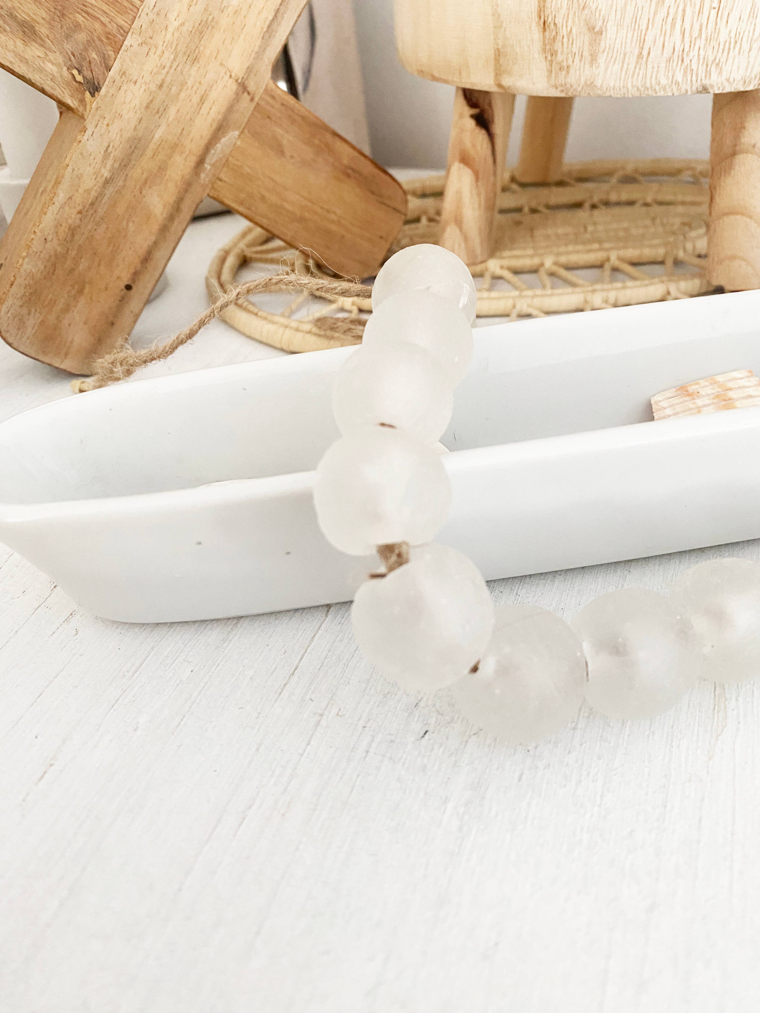 Simply Styled Art - Wholesale Bunting/Garland - Glass Garland White Clear Sea Glass2