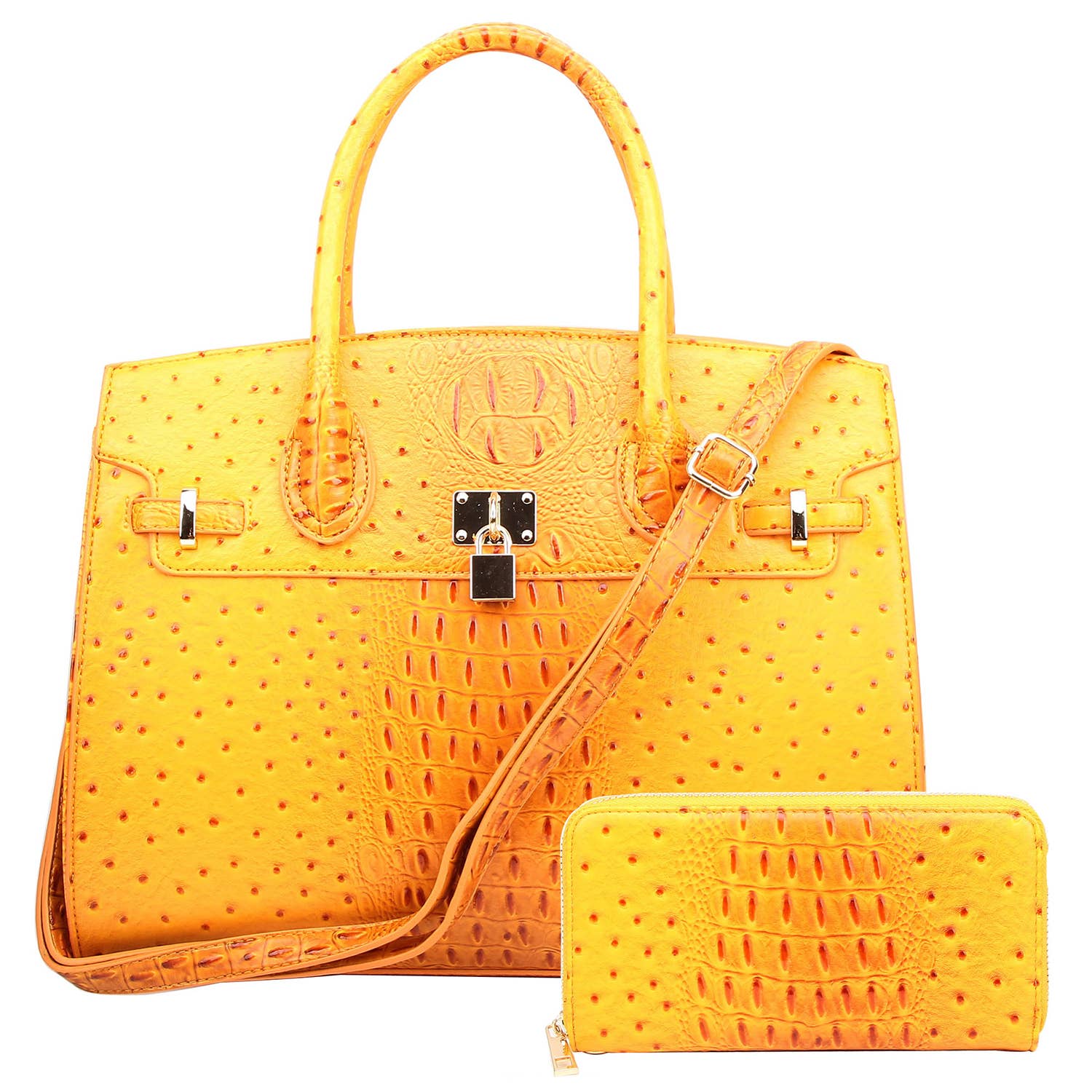 M&M HANDBAGS, LLC. - Wholesale Laptop Bag - Unisex - OS1096 Ostrich Croc Padlock 2-in-1 Satchel10