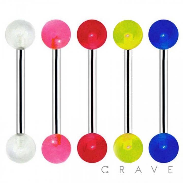 CRAVE BODY JEWELRY - Wholesale Tongue Ring - GLOW IN THE DARK 316L SURGICAL STEEL BARBELL-BB27