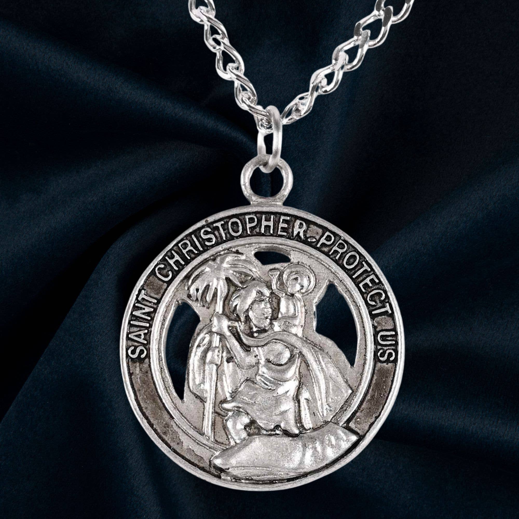 Dicksons - Vendita all'ingrosso Gioielli - Uomo - MEDAGLIONE CIRCOLARE NK-PWT ST CHRISTOPHER-24" CH 15/16"2