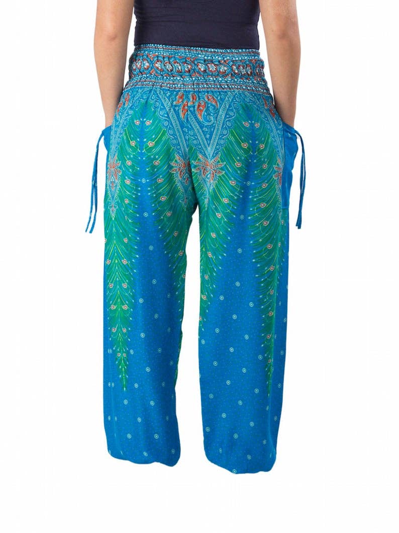 Studio 12 Collective (previously Ethnic Lanna) – Großhandel Hose – Damen – Haremshose Boho mit gesmokter Taille und Taschen - Pfau19