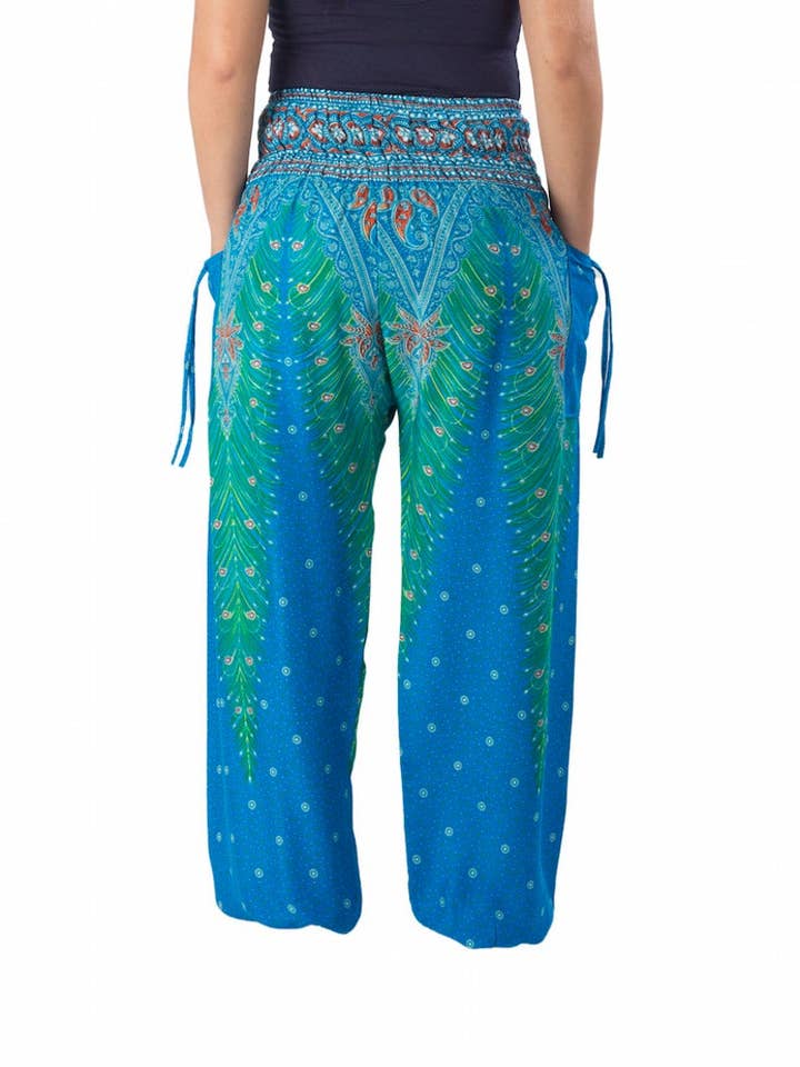 Studio 12 Collective (previously Ethnic Lanna) – Großhandel Hose – Damen – Haremshose Boho mit gesmokter Taille und Taschen - Pfau19
