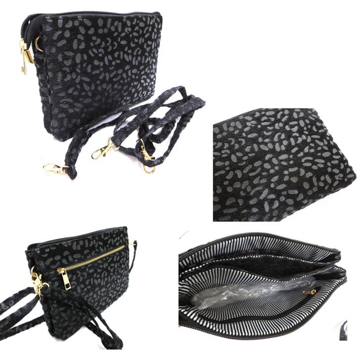 Black Cheetah Print Crossbody Purse for wholesale by Vita Star Body & Boutique