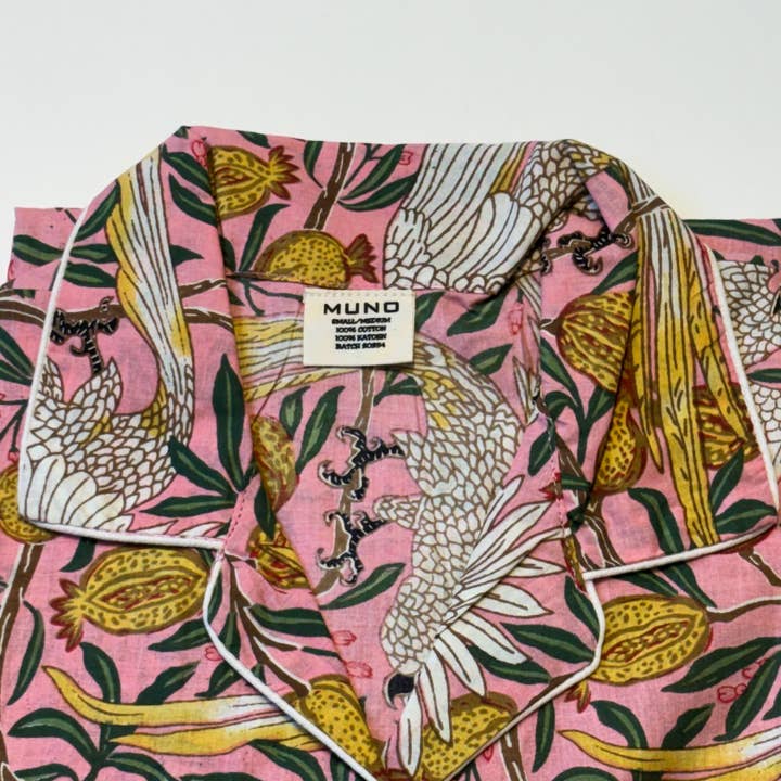 Pink Cranes Indian Cotton Sleeping Dress for wholesale by Muno